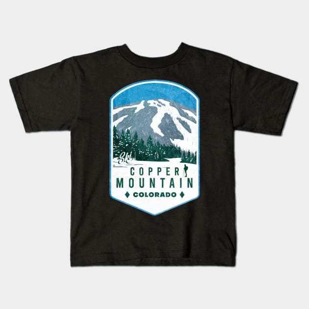 Copper Mountain Colorado Ski Badge Kids T-Shirt by JordanHolmes